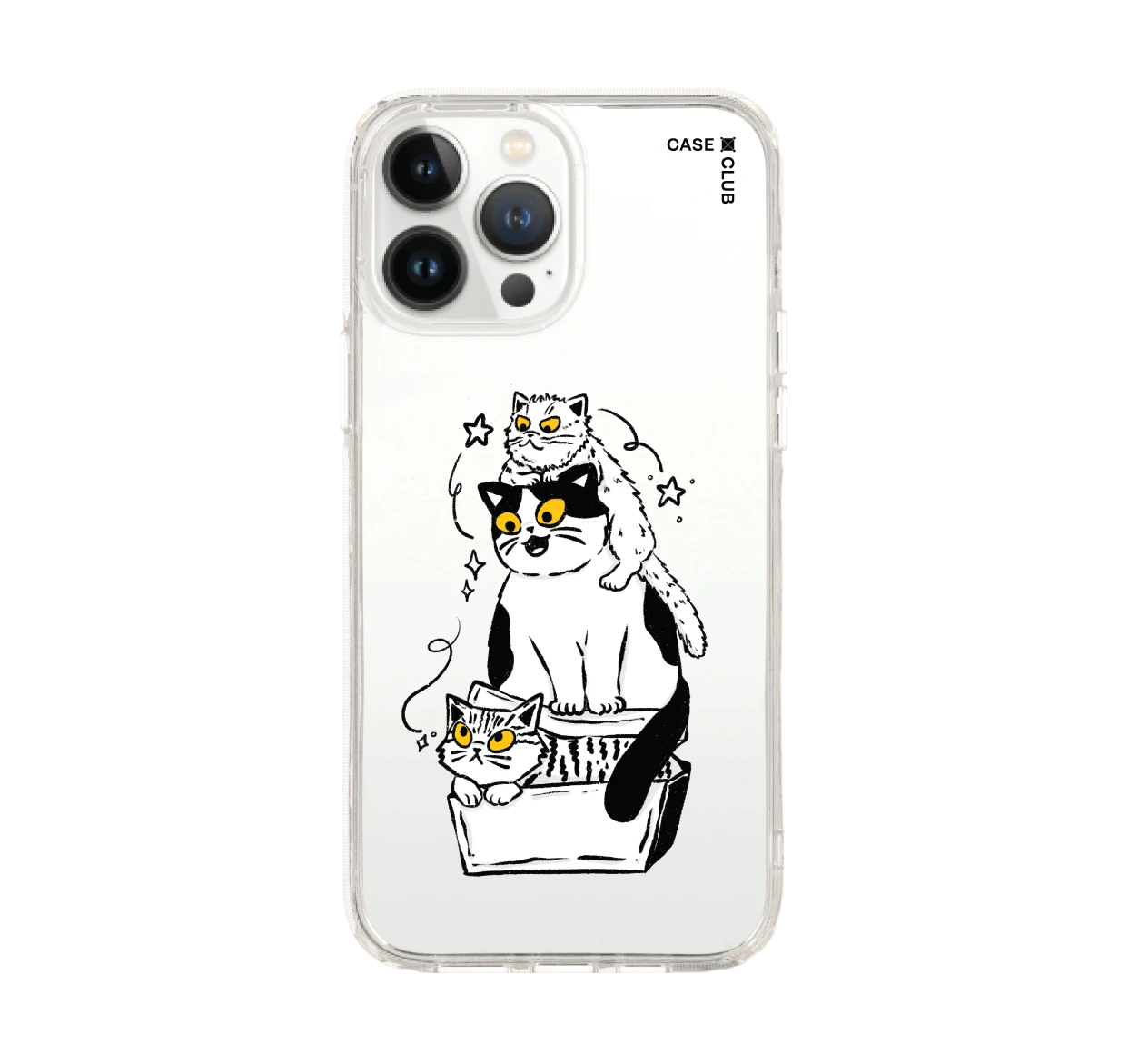 iphone 12/ 13 pro max clear case cat trio
